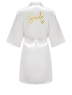 Wedding Party Team Bride Robe Kimono Satin Pajamas Bridesmaid Bathrobe Gold Letter SP089 - Matrix-studios.com