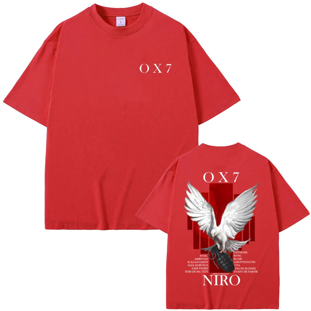Rapper Niro OX7 Album Graphic T-shirt Men Women Hip Hop Fashion Pop Music T-shirts Male Casual Cotton Vintage T Shirt Streetwear