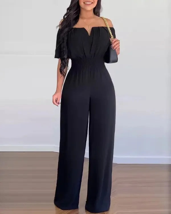 Summer Elegant Off Shoulder Women's Jumpsuit 2024 Fashion Trend Casual Short Sleeve Wide Leg Pants Jumpsuits for Women Overalls - Matrix Studios