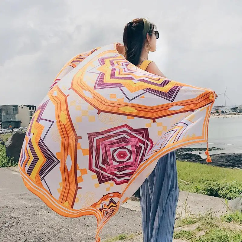 2018 New 90x180cm Twill cotton Pareo Beach Cover-Ups Women Large Beach Dress Bikini Bathing Swimwear Cover Up Sarong Wrap Scarf - Matrix Studios
