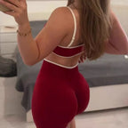 Fitness Suit, Women's Suspender, Contrasting Color Bra, Sports Shock-absorbing Speed Drying Pants, Breathable Yoga Suit - Matrix-studios.com