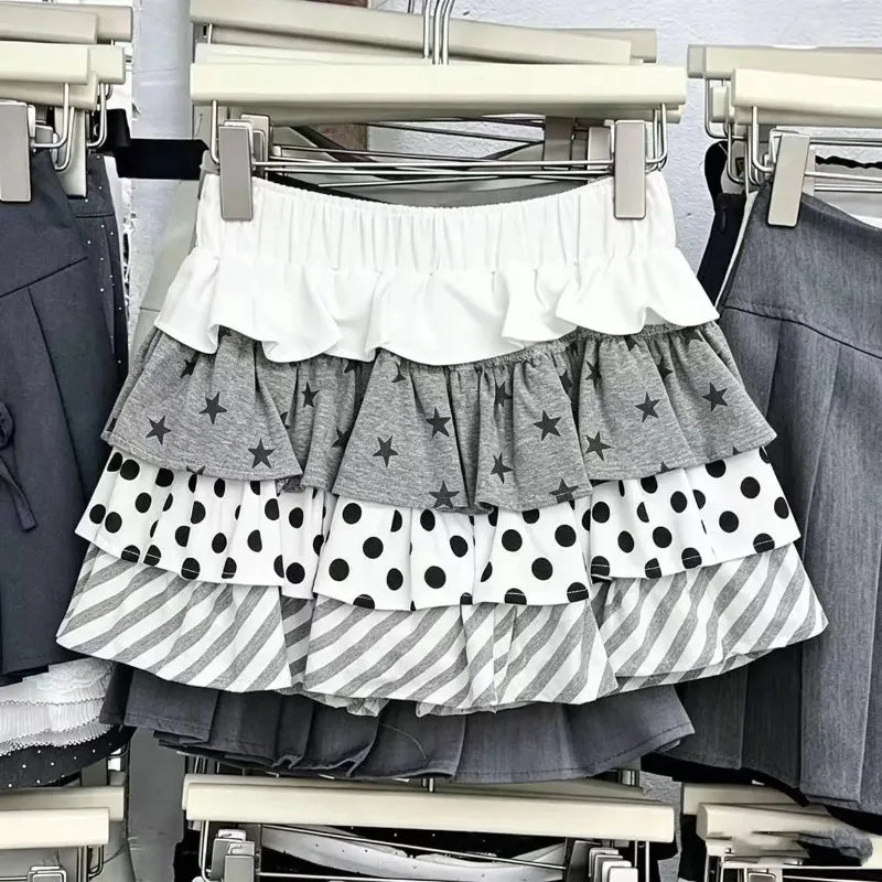Japanese Y2k Cute Ruffled Plaid Skirt Punk Rock Subculture Cake Skirts Japanese Preppy Style Casual New 2026 Women Skirts - Matrix-studios.com