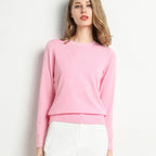 Women Slim O-Neck Pullover Cashmere Wool Blending Sweater Autumn And Winter Long-Sleeved Knit Bottoming Shirt Large Size 2024 - Matrix Studios
