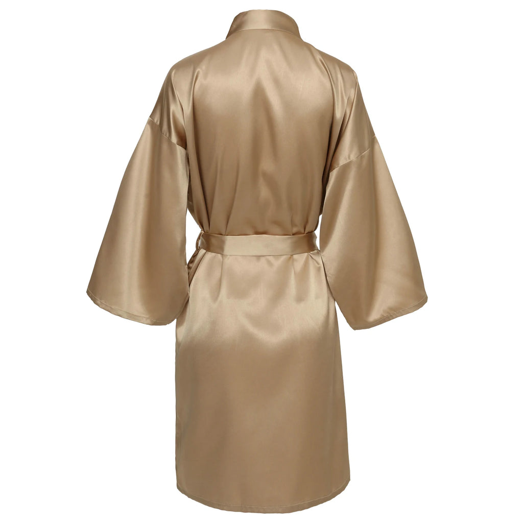 Wedding Party Team Bride Robe With Black Letters Kimono Satin Pajamas Bridesmaid Bathrobe SP2000 - Matrix-studios.com