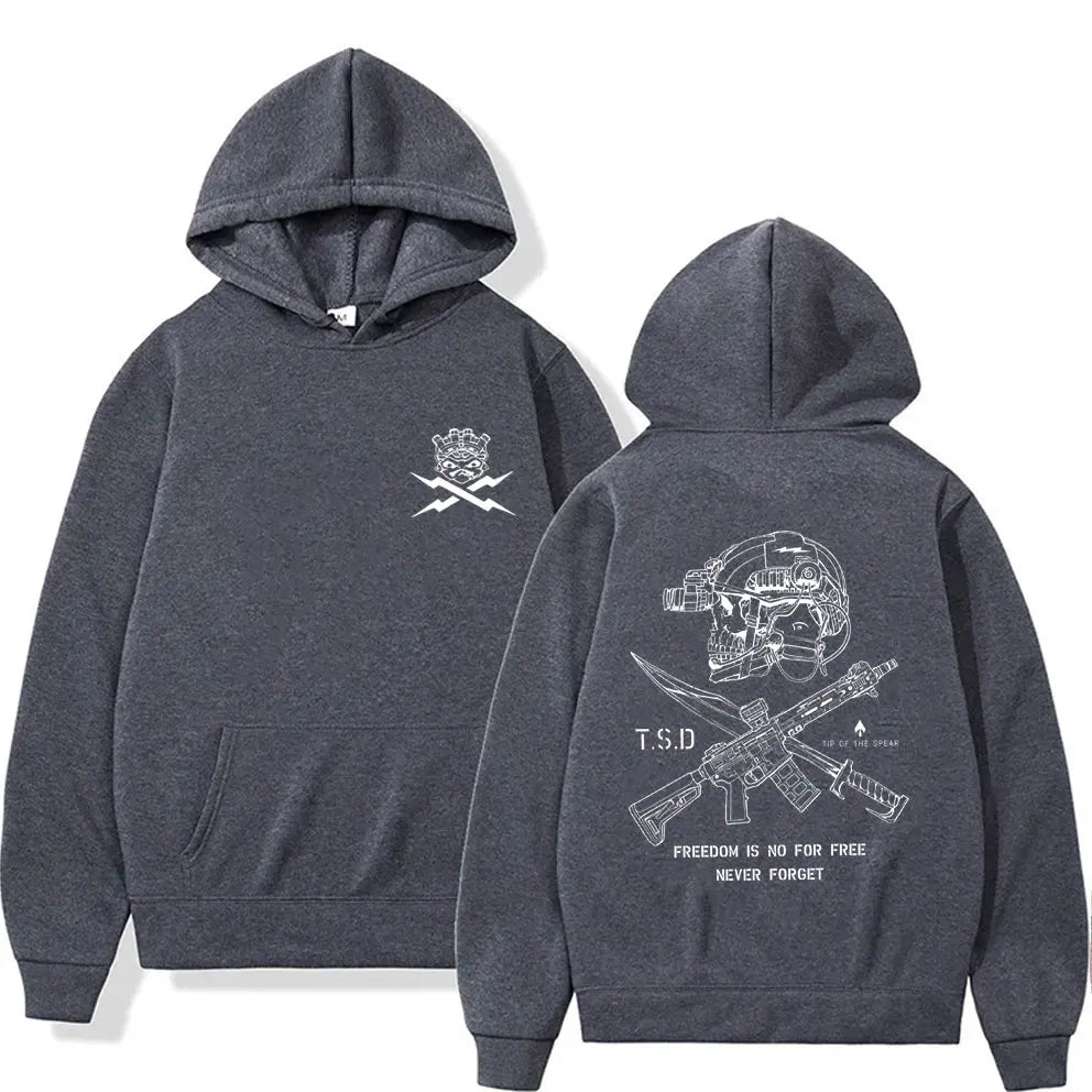 Tip of The Spear X-ray Sparta Tactical Skeleton Print Hoodie Men Women Fashion Oversized Pullover Hoodies Male Casual Tracksuit - Matrix Studios