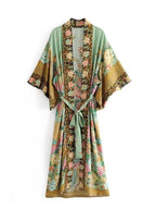 Peacock Floral Print Bat Sleeve Beach Bohemian Kimono Robe for Women Ladies Beachwear Summer Dress Bikini Boho Cover-ups - Matrix Studios