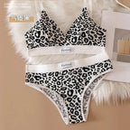 Summer New Women's Leopard Print Traceless and Steel Rim Bra Adjustable Shoulder Strap Back Women's Underwear Set - Matrix-studios.com