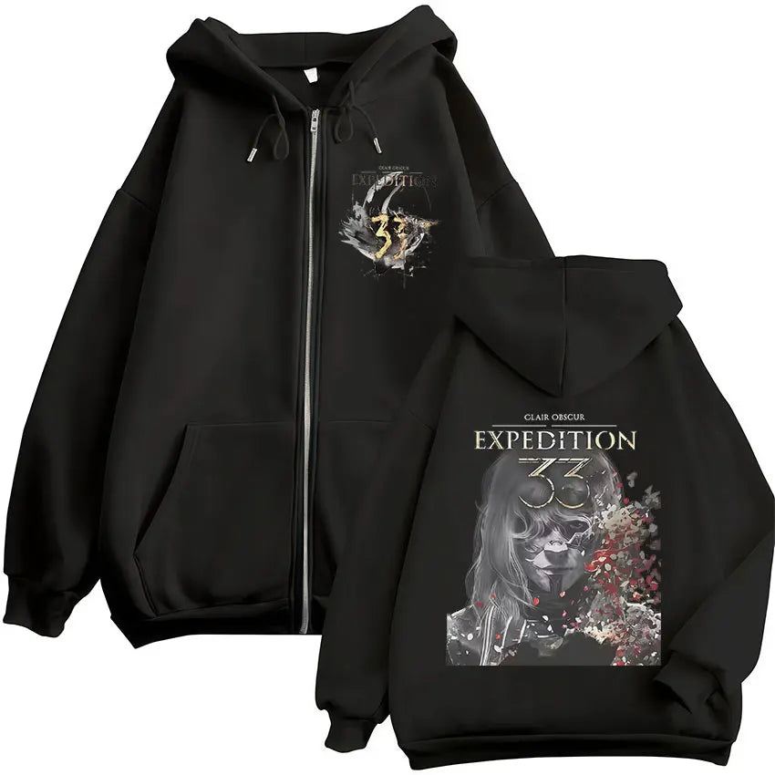 Game Esquie Clair Obscur Expedition 33 Jacket Hoody Unisex Vintage Oversized Zip Up Sweatshirt High Quality Fleece Zipper Hoodie - Matrix Studios