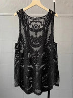 Boho Beach Cover-up Sexy Sleeveless Blouse Shirt Women Lace Top Summer Mini Vestidos Floral Embroidery T-Shirts Tank Tee Shirts - Matrix Studios