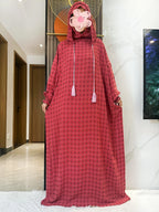 Latest Ramadan Soft Cotton Prayer Abaya Double Hats Dubai Turkey Islam Prayer Clothes Fabric Dresses Islam Women Dress Kaftan - Matrix-studios.com