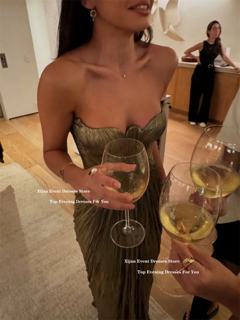 Xijun Modern Mermaid Evening Dresses Sleeveless Sweetheart Long Prom Dresses Saudi Arabic Formal Pleated Prom Gowns  Customized - Matrix Studios