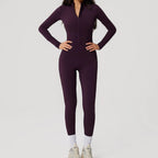 Yoga Boilersuit Long Sleeved Women's Sportswear Gym Zipper Jumpsuits Workout High-intensity Fitness One-piece Skin-tight Garment - Matrix-studios.com