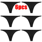 1-6pcs Seamless Panties Ice Silk Seamless Panties For Women Soft Thin Thongs Woman Satin Underwear Female Bikini String Panties - Matrix Studios