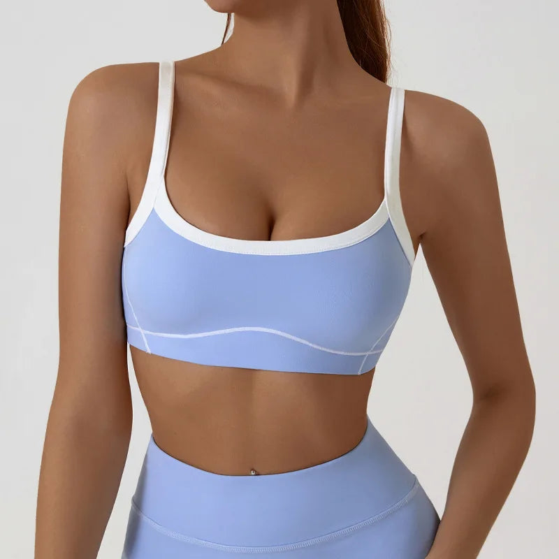 Yoga Sports Bra Color Clashing Shock Absorbing Brassiere Women Full Cup Breathable Gym Tube top Bra Yoga Workout Underwear - Matrix Studios