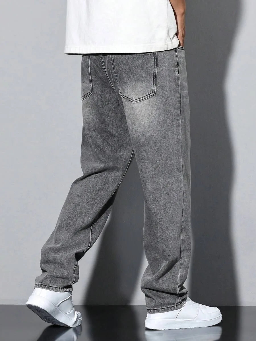 Men's straight skinny grey jeans, straight and simple design, suitable for daily wear in all seasons - Matrix Studios