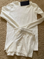 Eyelet Buttons White Long Sleeve T-shirt Shorts Set Woman Slim Tees+Elastic Straight Sweatshort Cotton Home Pajama 2 Piece Sets - Matrix-studios.com