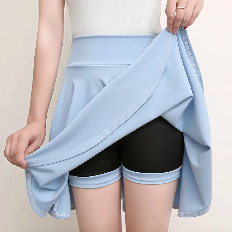 2025 Flared Skirts Women's Basic Shorts Skirt Fashion Versatile Black Casual Mini Skater Medium Pleated Fluffy Skirt Plus Size - Matrix-studios.com