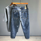 Korean Vintage Loose Tapered Men's Jeans Fashion High Street Drape Harem Pants Youth Hip Hop Streetwear Male Blue Denim Trousers - Matrix Studios