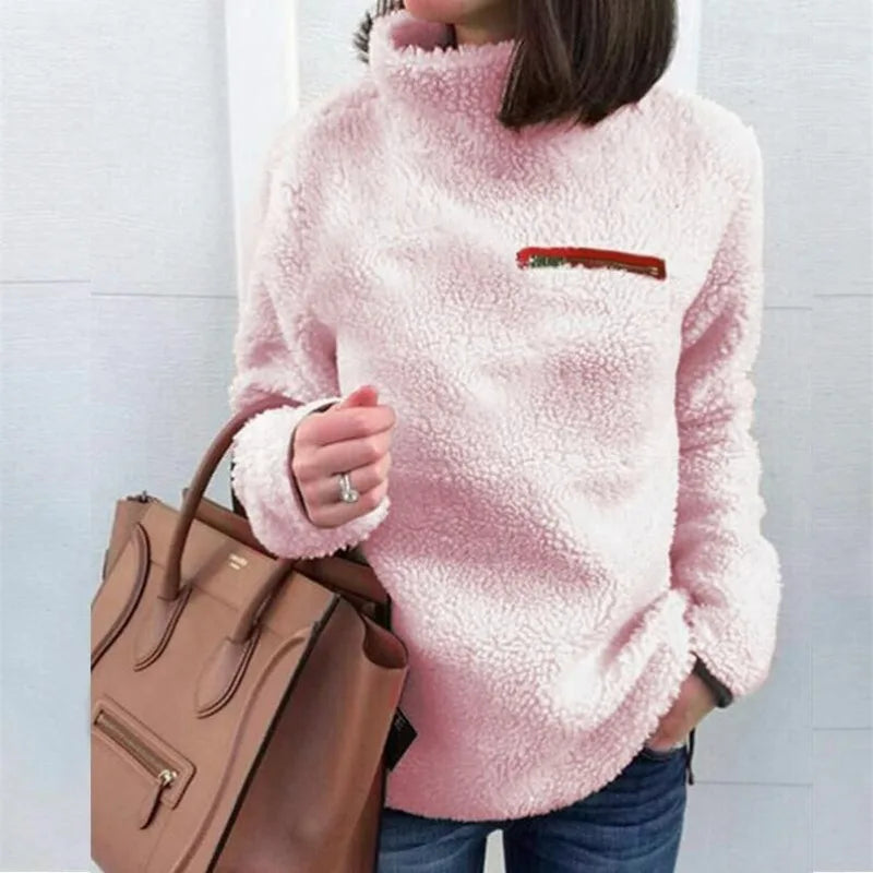 Winter Super Soft and Comfortable Solid Color Turtleneck Pullover Women's Sweater Fashion Zipper Sexy Top Ladies Hipster Clothes - Matrix Studios