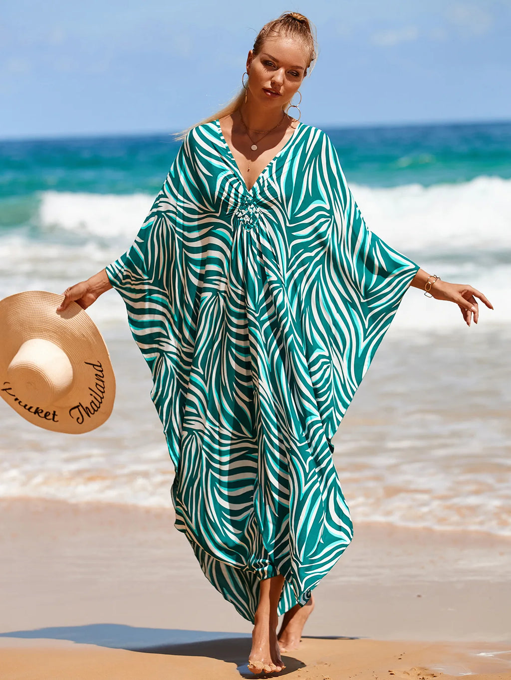 Plus Size Womens Animal Print Kaftan Dresses Caftans Swimwear Coverups Summer Bathing Suit Long Beach Dress - Matrix Studios