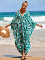 Plus Size Womens Animal Print Kaftan Dresses Caftans Swimwear Coverups Summer Bathing Suit Long Beach Dress - Matrix Studios