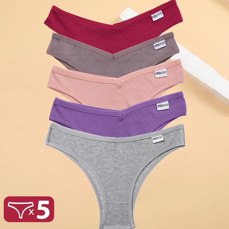 5PCS/Set Cotton Lingerie Panties Sexy Underwear Women Briefs Tangas Female Underpants Pantys Thong Panties Bikini Solid 13 Color - Matrix Studios