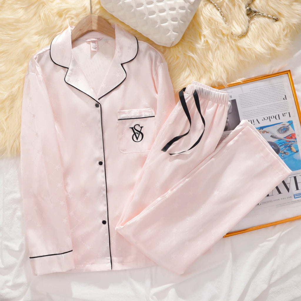 Victoria's Secret Soft Breathable Button Down Pyjama Suit Womens Silk Satin Pajamas Set Short Sleeve Shorts Sleepwear Loungewear - Matrix-studios.com