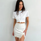 Linad Elegant Satin Embroidery Pencil Skirts Summer Sexy High Waist Split Mini Skirts For Women Fashion Slim Skirt Female 2025 - Matrix-studios.com