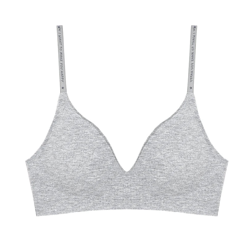 FINETOO Women Wireless Bra Deep V Padded Bralette S-XL Trendy Stripe Knitting Bras Sexy Ladies Brassiere Solid Underwear 6 Color - Matrix Studios