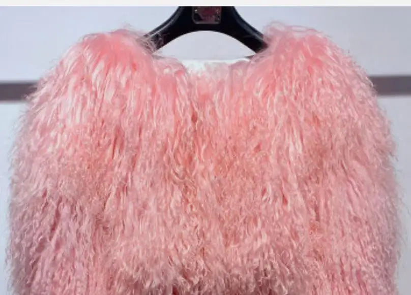 Mongolian Fur Coat Fur Jacket Women's Elegant Fluffy Solid Color Thickened Thermal Long Sleeve Coat Winter Fashion Oversized Lad - Matrix Studios