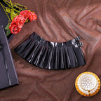 Sexy PU Leather Pleated Skirt Women Solid Basic Mini Skirt Low Waist Skirt Female Nightwear Micro Bikini Skirts Nightclub Skirts - Matrix-studios.com