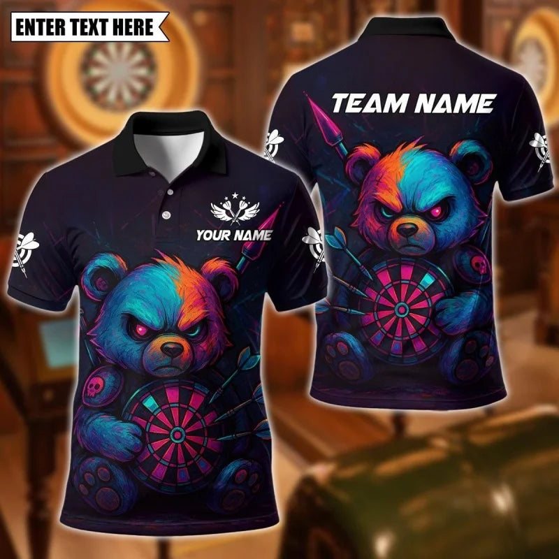 3D Print Snake Bear Polo Shirt For Men Women Customized Darts Pattern Tees Summer Street Loose Short Sleeve Tops Lapel T-Shirts - Matrix-studios.com