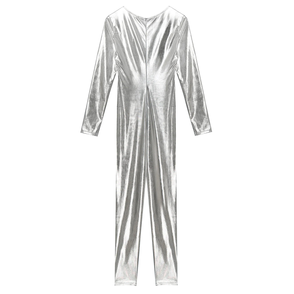 Womens Metallic Shiny Bodysuit Clubwear Long Sleeve Slim Fit Full Body Jumpsuit Nightclub Rave Party Musci Festival Costumes - Matrix Studios