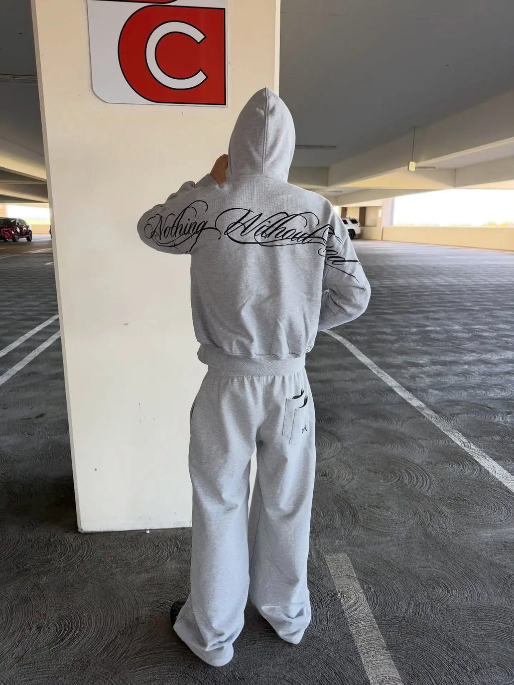 Y2k Street Style Large Area Embroidered Back Oversized Loose Hooded Sweatshirt Stretch Jogging Pants Casual Sports Pants Suit