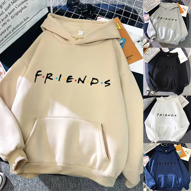 Women Friends Print Hoodie Long Sleeve Pullover Fashion Clothing Casual Solid Color Female Spring Autumn Fashion Streetwear - Matrix Studios