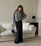 Hirsionsan Basic O Neck Basic Sleeve Sweater Women 2025 Oversized Short Knitted Pullovers Female Casual Thick Warm Soft Tops - Matrix Studios
