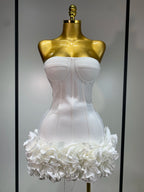 Women Sexy Strapless Backless Flower Embellished Mini Bandage Dress Bodycon Celebrity Party Cocktail Evening Party Club Dresses - Matrix-studios.com