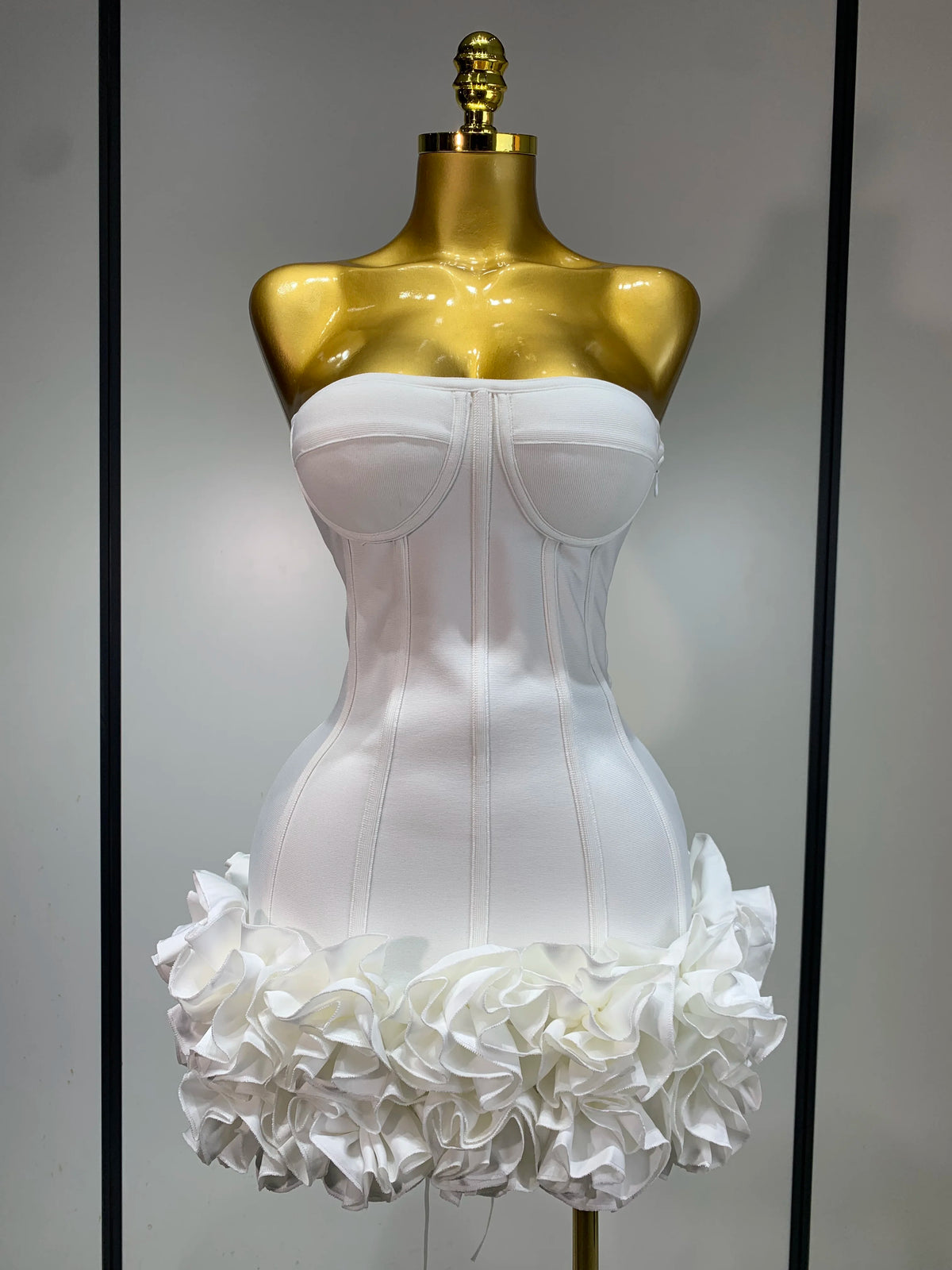 Women Sexy Strapless Backless Flower Embellished Mini Bandage Dress Bodycon Celebrity Party Cocktail Evening Party Club Dresses - Matrix-studios.com