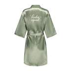 Women's Satin Robe Silk Kimono Bathrobe Pure Short Sexy Sleepwear Bridesmaid Bride Party Robes Grass Green
