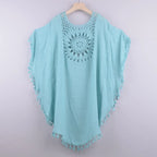 Fashion Knitted Sunflower Beach Cover Up Large Size Hollow Out Bathing Suit Fringe Tunic Beachwear Women - Matrix Studios