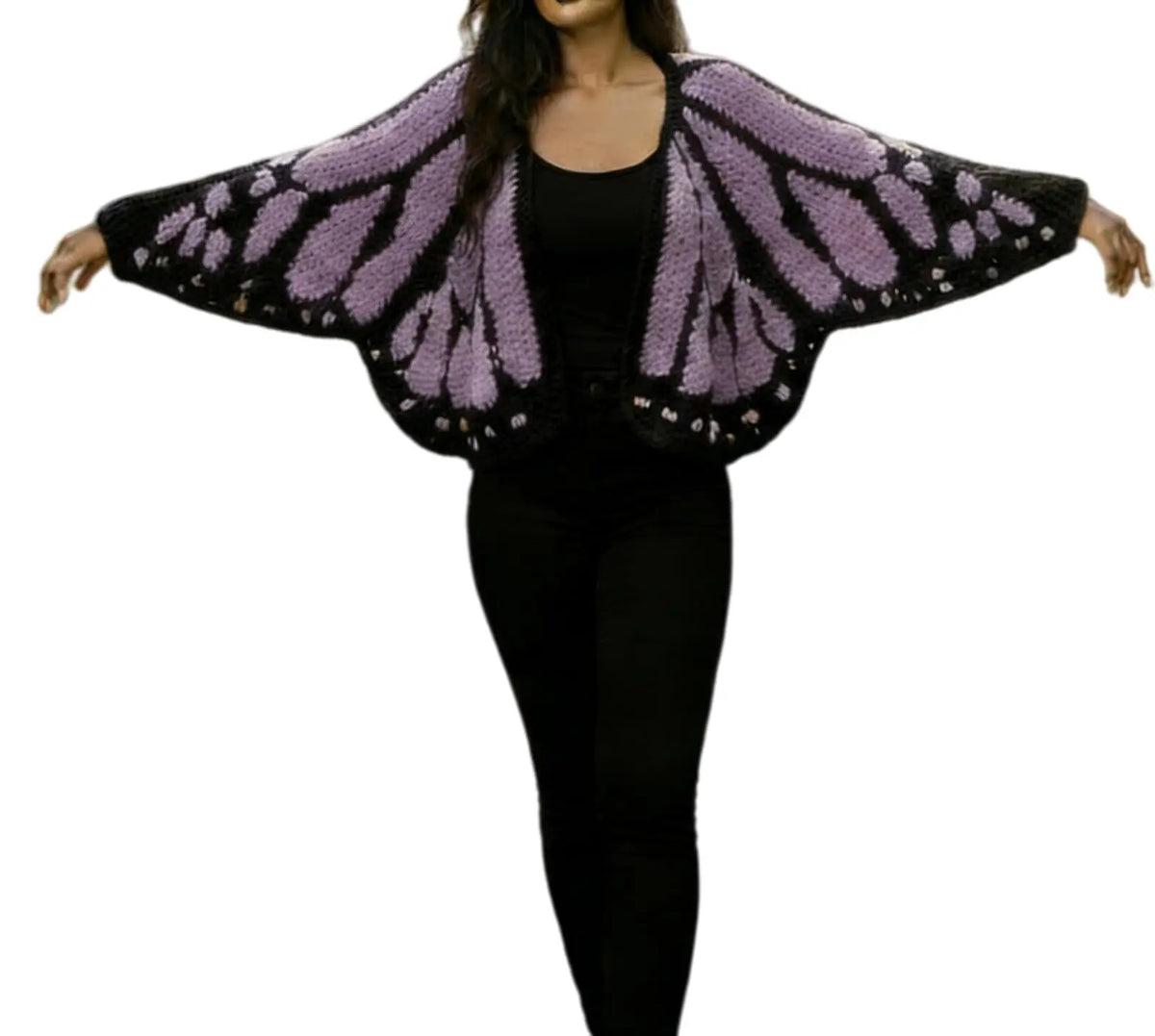 Monarch Butterfly Crochet Knit Cardigan Sweater with Wing Design Women's Fashion Butterfly Cardigan Mother's Day Excellent Gift - Matrix Studios