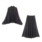 KONDALA Vintage Polka Dot Women Sets Chiffon Bow Tie Loose Blouses Loose Long Skirts Fashion 2026 Spring Summer Holiday Suits - Matrix-studios.com