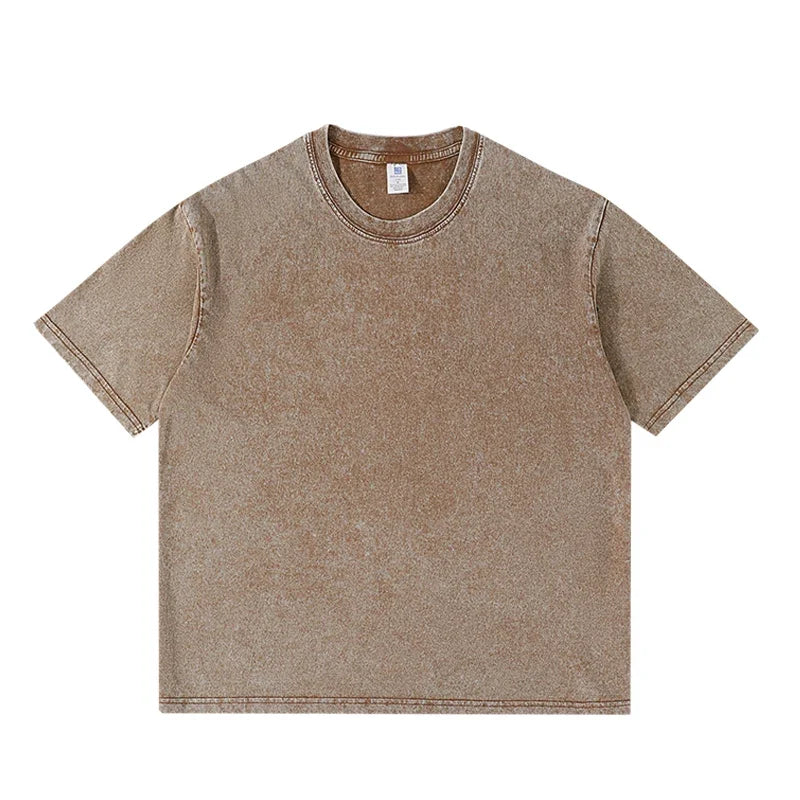 250gsm Men's Washed Vintage T-Shirts Street Hip Hop Retro Punk T Shirt Women Harajuku Casual Cotton Short Sleeve Acid Wash Tops