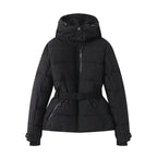 Women's Winter Hooded High Waist Padded Sport Parkas Coats with Belt Female Elegant Thick Warm Pockets Windproof Skiing Jackets - Matrix-studios.com