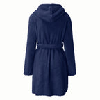 Autumn Winter Women Sexy Bath Robe Fluffy Plush Pyjamas Ladies Hooded Dressing Solid Color Gown Warm Bathrobe Female Loungewear - Matrix-studios.com