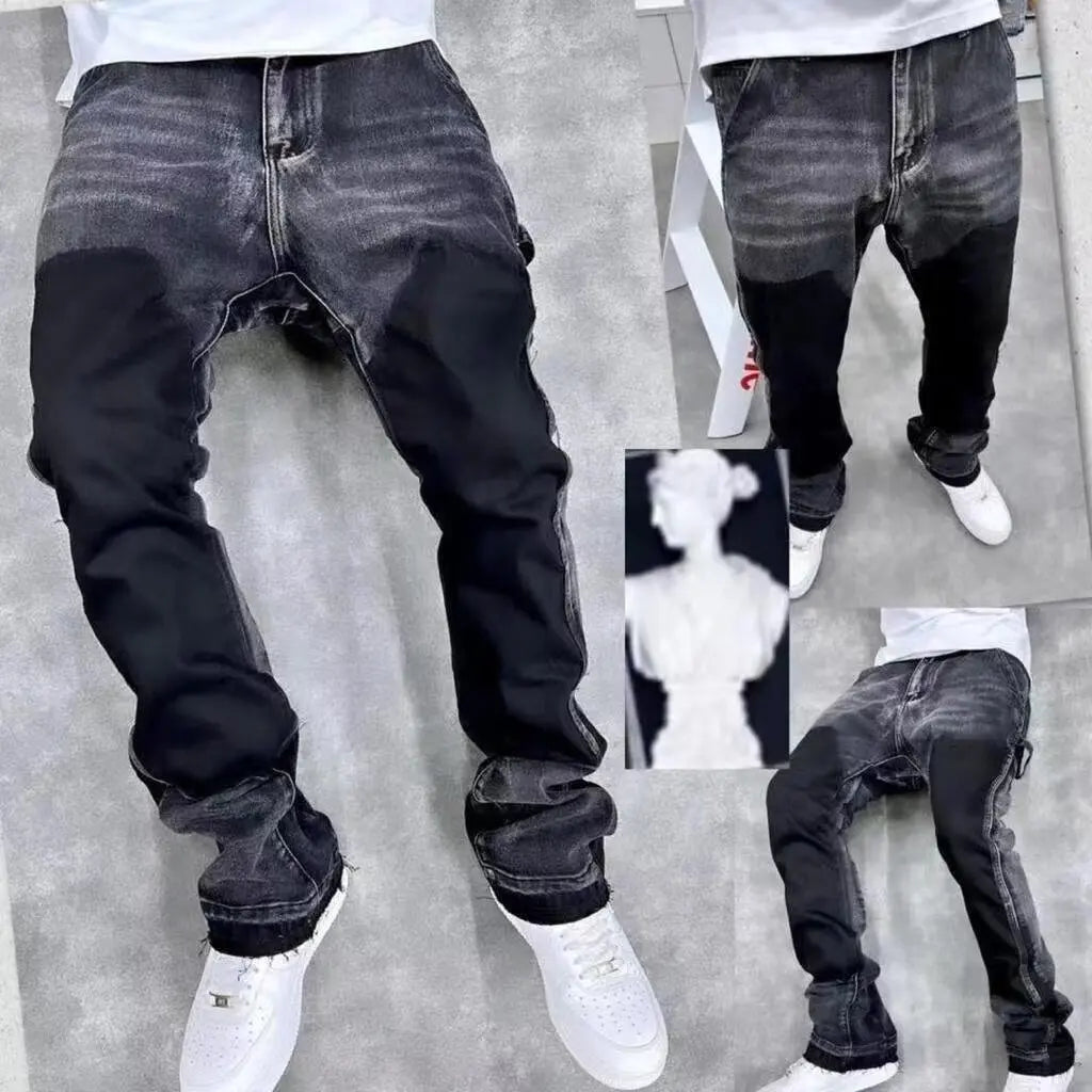 2025 Vintage Men's Jeans Distressed Vibe Bell Bottoms Clean Fit Woodworking Workwear Denim Pants For Outdoor Trade - Matrix Studios