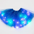 LED Glowing Light Women Tulle Star Skirt Short Tutu Mini Skirt Adult Fancy Ballet Dancewear Party Costume Ball Gown Mini Skirt - Matrix-studios.com