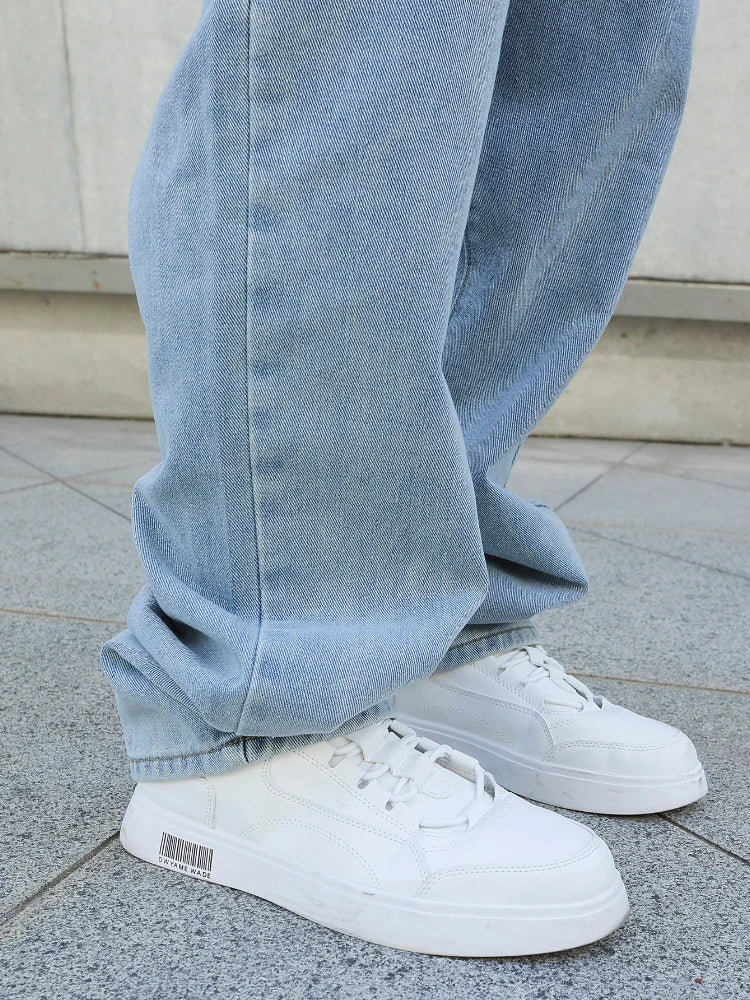 Spring Autumn Men Baggy Jeans Oversize Straight Loose Casual Denim Trousers Solid Color Streetwear Fashion Y2k Wide Leg Pants - Matrix Studios