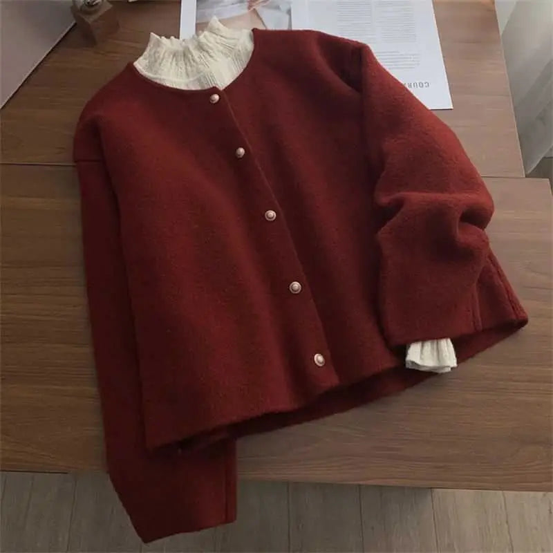 Autumn Women Cardigan Sweater Solid Casual Warm Outerwear Knitwear Tops Elegant Korean Single-breasted Ladies Sweater Clothing - Matrix Studios