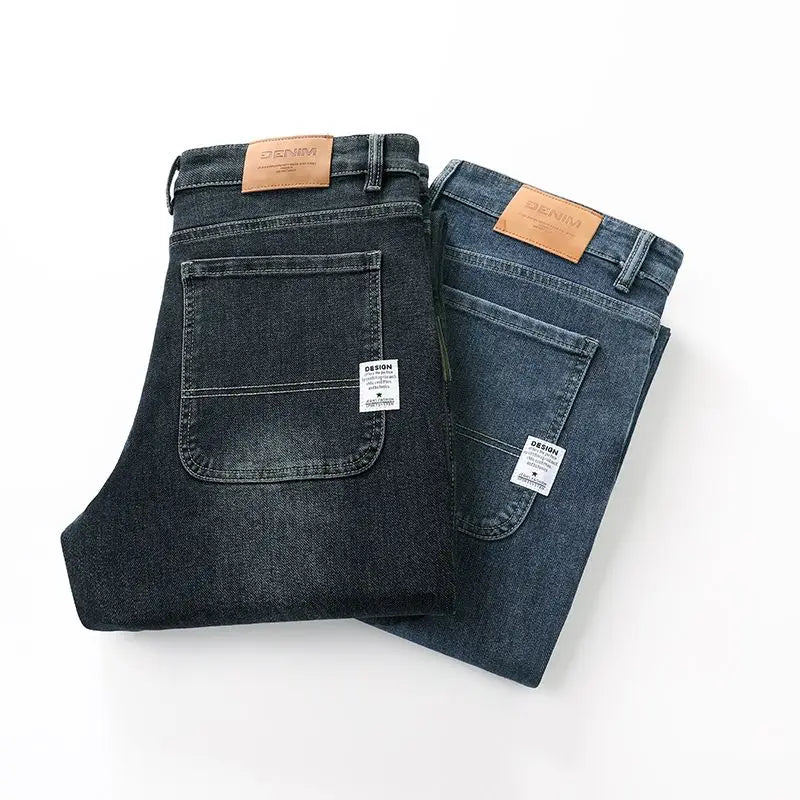 Spring and Autumn Men's Baggy Jeans Casual Straight Stretch Versatile Wide-leg Business Denim Pants Comfortable Loose Trousers - Matrix Studios